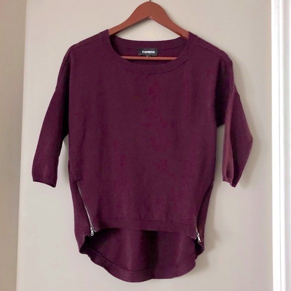 Express purple hi lo side zipper sweater - Picture 2 of 6